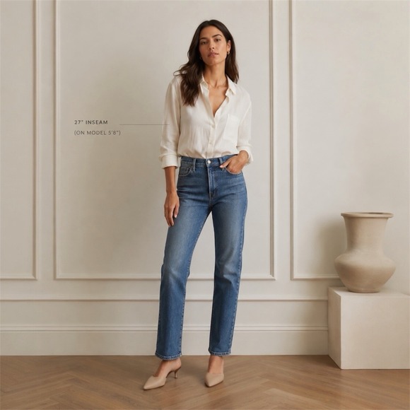 Frame Denim Denim - FRAME Le High Straight Jeans Size 27 Blue Wash High Rise Straight Leg